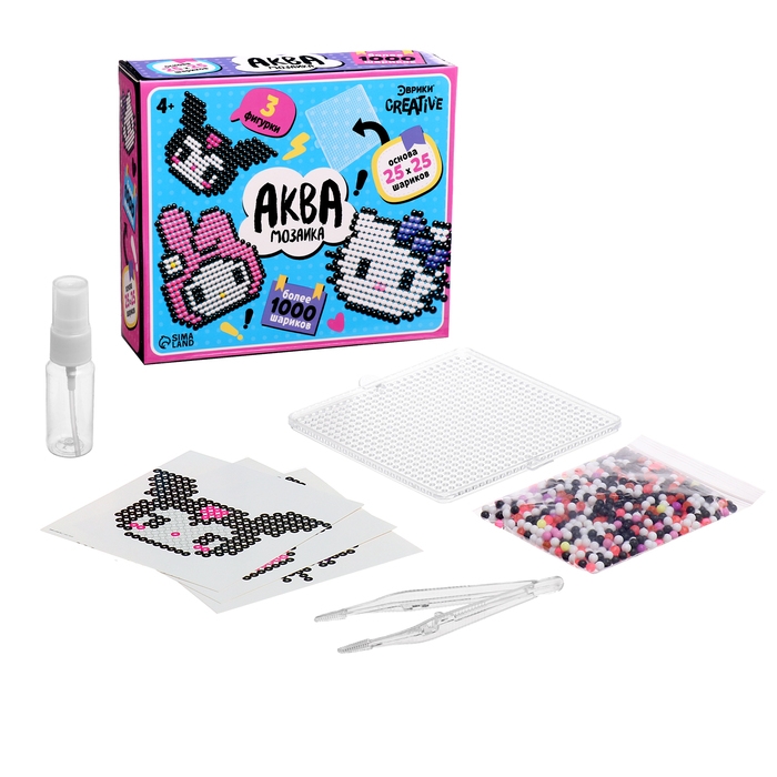 Аквамозаика «Китти», более 1000 шариков, 3 фигурки Аквамозаика «Китти», более 1000 шариков, 3 фигурки