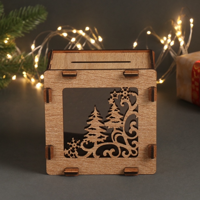 Новогодняя копилка  Новогодняя копилка "Елки" 12х12х9 см