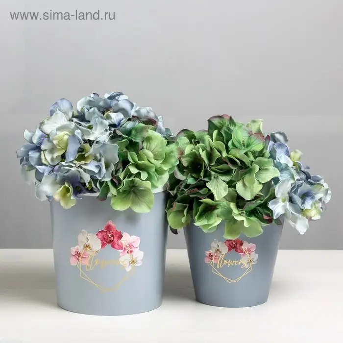 Набор кашпо для цветов 2 в 1 Flowers, тиснение, 0.8 и 1.6 л, 11×12 и 14×14 см