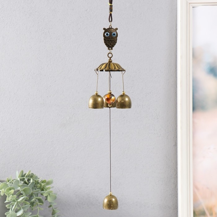 Музыка ветра металл Музыка ветра металл "Совёнок" от сглаза 4 колокольчика 28х5,8х5,8 см