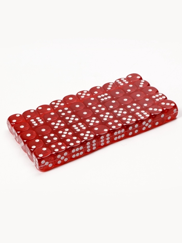 Кости игральные, 1.6 х 1.6 см, набор 50 шт, красные Кости игральные, 1.6 х 1.6 см, набор 50 шт, красные