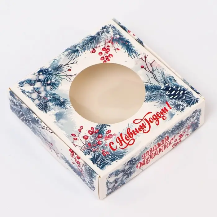 Подарочная коробка сборная с окном «Загадай желание», 10×10×3 см Подарочная коробка сборная с окном «Загадай желание», 10×10×3 см