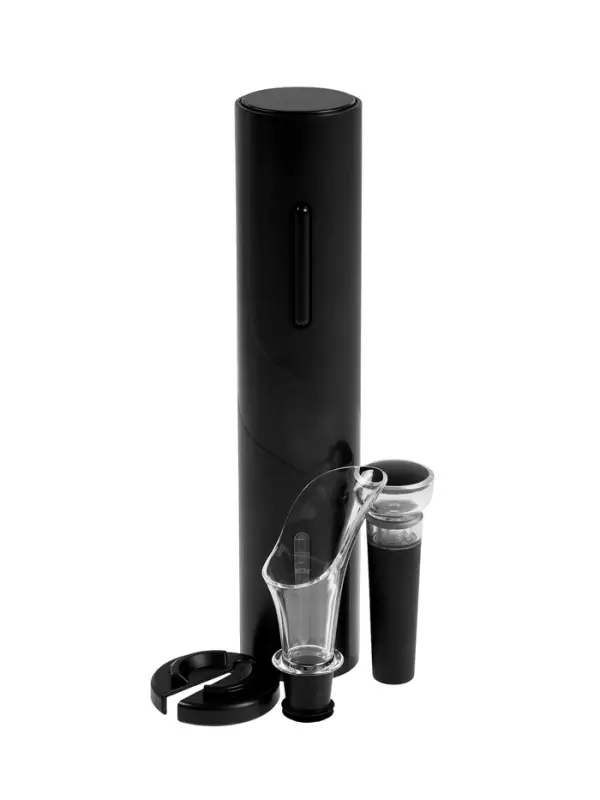 Набор сомелье электрический LSH-04, пробка, аэратор, штопор, от батареек, чёрный