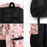 Рюкзак школьный на молнии, с карманами, с рисунками, размер 30&times;13&times;42 см, серый/розовый