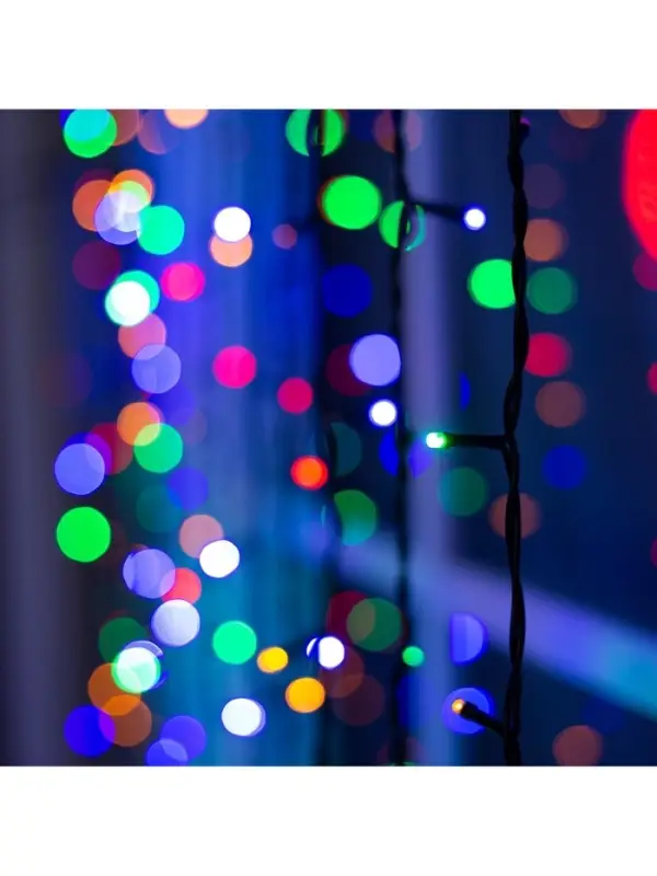 Гирлянда &laquo;Занавес&raquo; 2&times;9 м, IP44, УМС, тёмная нить, 1800 LED, свечение мульти, 220 В