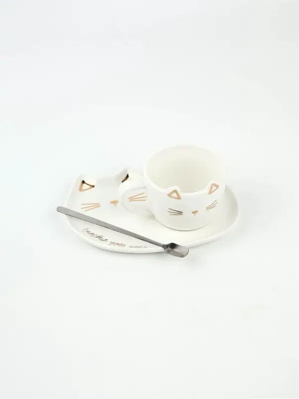 Чайная пара &laquo;Счастье уже здесь&raquo;: кружка 200 мл, блюдце 18&times;11 см, ложка