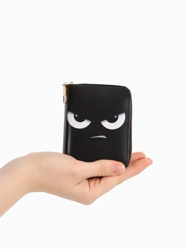 Кошелек дет 07-01-01 Июнь2539 глаза, 8,5*2,5*10,5 см, 2 отд+отд/молн, д/карт, черный