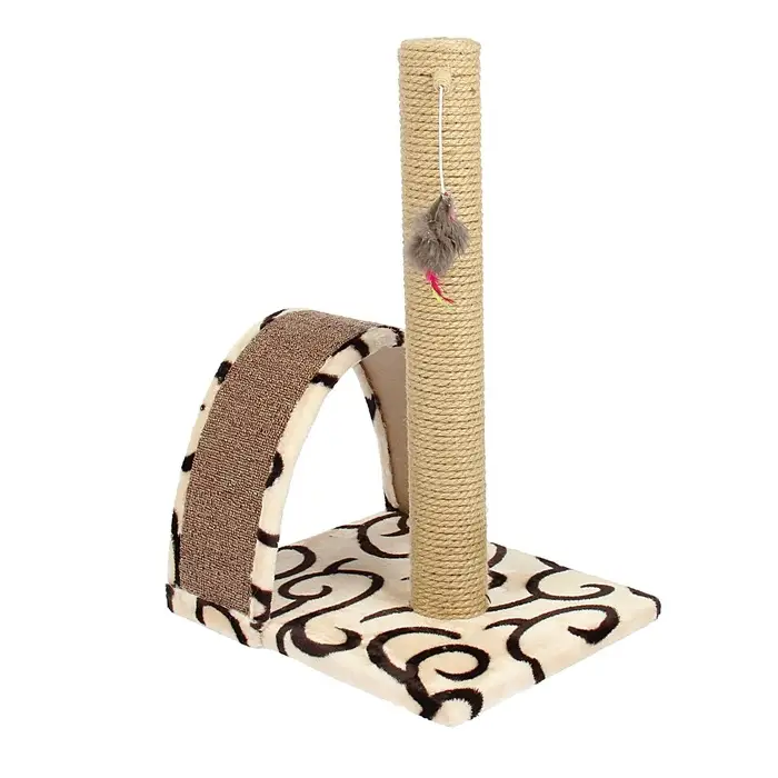 Когтеточка &laquo;Столбик&raquo;, 35&times;30&times;54 см, с дугой и игрушкой, МИКС