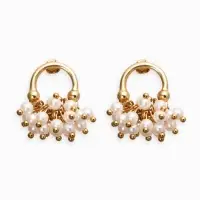 Серьги жемчуг &laquo;Виноград&raquo;, белые в золоте