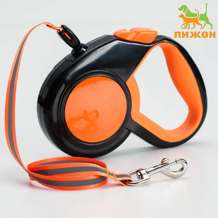 Рулетка Рулетка "Пижон" светоотражающая, 5 м, до 25 кг, трос, прорезиненная ручка, оранжевая