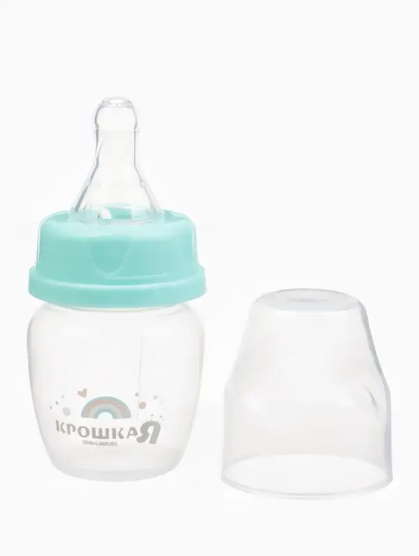 Бутылочка для кормления малыша Крошка Я Basic, классическое горло, от 0 мес., 60 мл (мерная шкала до 40 мл), цвет бирюзовый