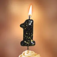 Свеча в торт "Черные брызги", цифра "1"