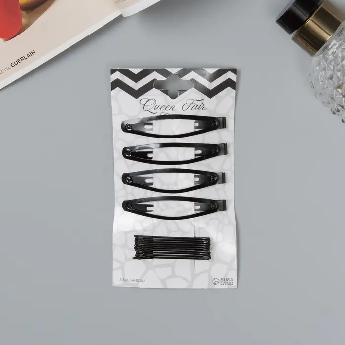 Невидимки для волос «Классик», набор 14 шт., форма, 5 см и 6 см, чёрные