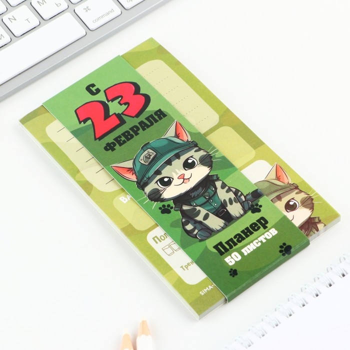 Планер с отрывными листами, 50 листов «с 23 февраля. Кот»