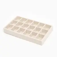 Подставка для украшений QF, 18 ячеек, флок, 21&times;12.3&times;2.5 см, бежевая
