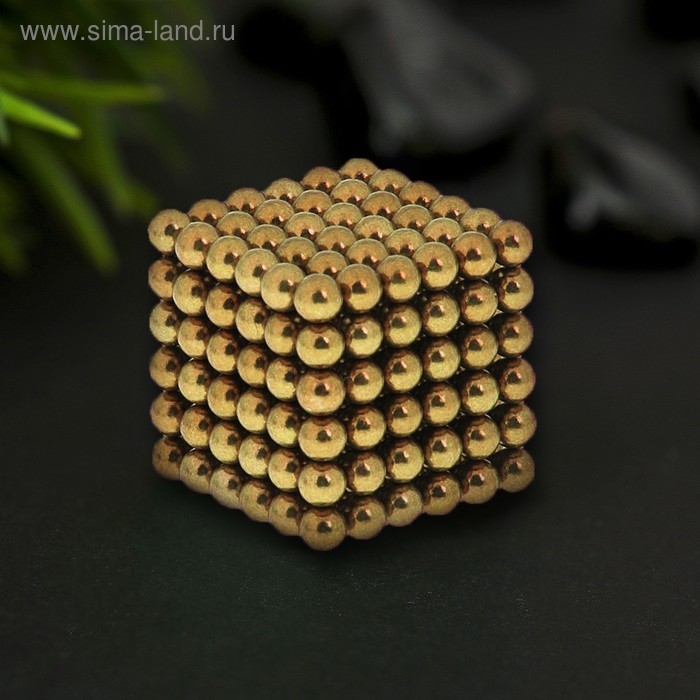 Антистресс магнит Антистресс магнит "Неокуб" 216 шариков d=0,5 см (золотой)