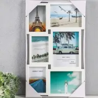 Фоторамка МДФ, стекло на 6 фото 10х15, 13х18, 15х20 см "Воспоминания" белая 51х31,5х2,2 см 1090674 Фоторамка МДФ, стекло на 6 фото 10х15, 13х18, 15х20 см "Воспоминания" белая 51х31,5х2,2 см 1090674