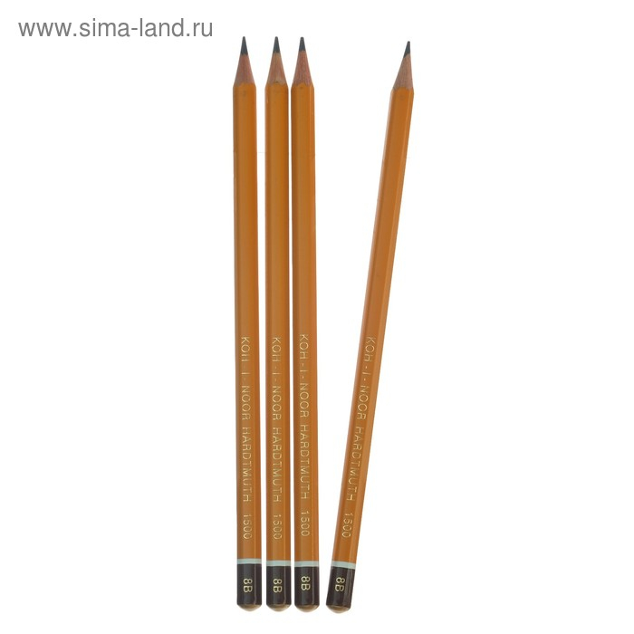 Набор профессиональных чернографитных карандашей 4 штуки Koh-I-Noor 1500 B8, заточенные (1161789) Набор профессиональных чернографитных карандашей 4 штуки Koh-I-Noor 1500 B8, заточенные (1161789)
