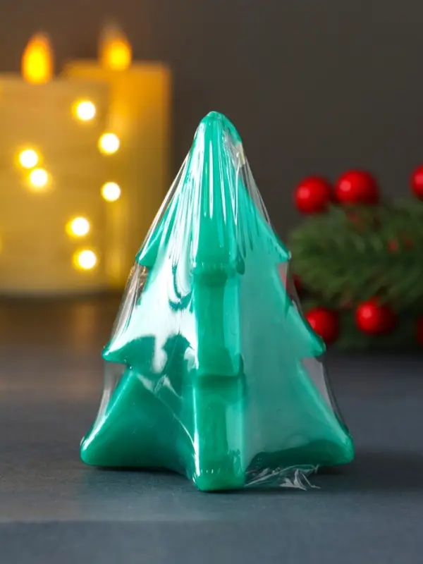 Свеча "Ёлочка" 67*85 мм, зеленая