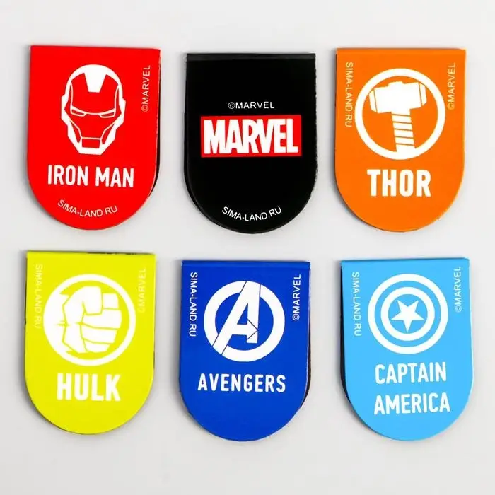 Магнитные закладки для книг, 6 шт. на открытке «Супергерои», Мстители Магнитные закладки для книг, 6 шт. на открытке «Супергерои», Мстители