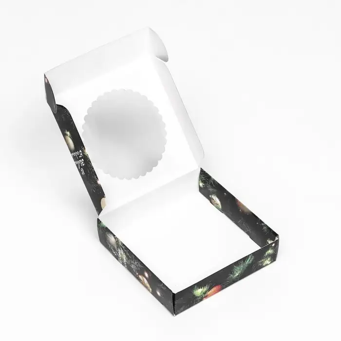 Подарочная коробка сборная с окном «Счастливого Рождества», 11.5×11.5×3 см Подарочная коробка сборная с окном «Счастливого Рождества», 11.5×11.5×3 см
