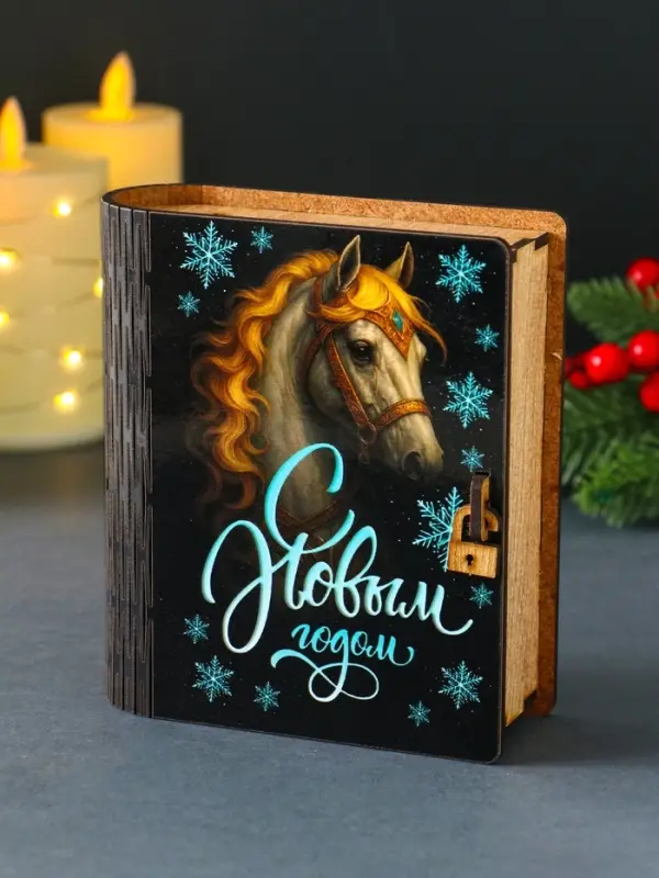 Новогодняя шкатулка-книга "Снежинки" 14х12х5 см