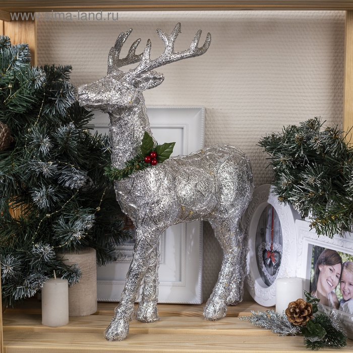 Светодиодная фигура «Олень серебристый» 30 × 46 × 15 см, акрил, батарейки CR2032х2 (в комплекте), свечение тёплое белое Светодиодная фигура «Олень серебристый» 30 × 46 × 15 см, акрил, батарейки CR2032х2 (в комплекте), свечение тёплое белое