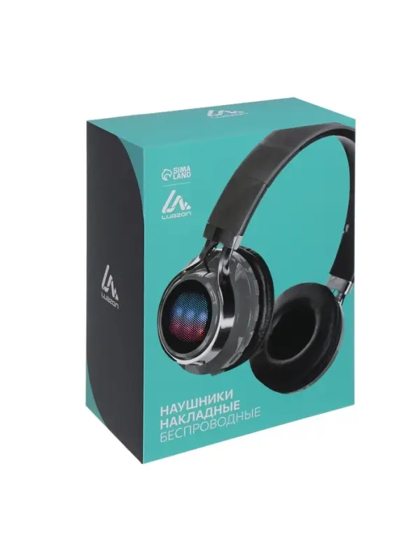 Наушники беспроводные, накладные, Luazon RX-1, Bluetooth 4.2, с микрофоном, с подсветкой LED, microSD, FM, 250 мАч, красные