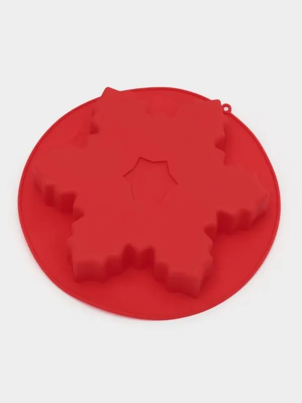 Форма для выпечки новогодняя Доляна &laquo;Снежинка&raquo;, силикон, 23&times;3.5 см, красная