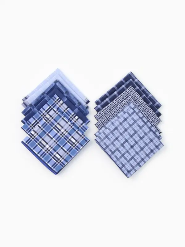 Платки носовые мужские Этель 30*30 см,(набор 12 шт,) цв. синий, рис. МИКС, 100% хл