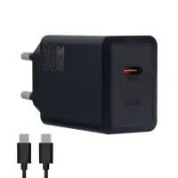 Сетевое зарядное устройство с кабелем Type-C на Type-C PD30W N70 HOCO черное