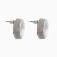 Серьги пластик "Леденец" круг 2 см с разводами белыми, цвет серый