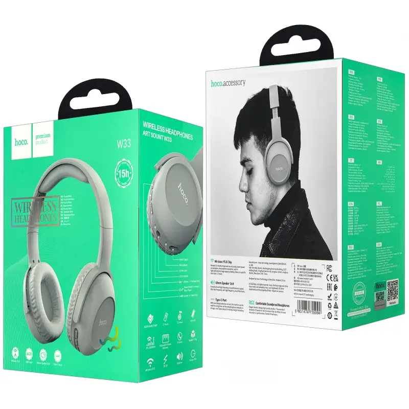 * Наушники W33 Art Sount Bluetooth HOCO серые * Наушники W33 Art Sount Bluetooth HOCO серые