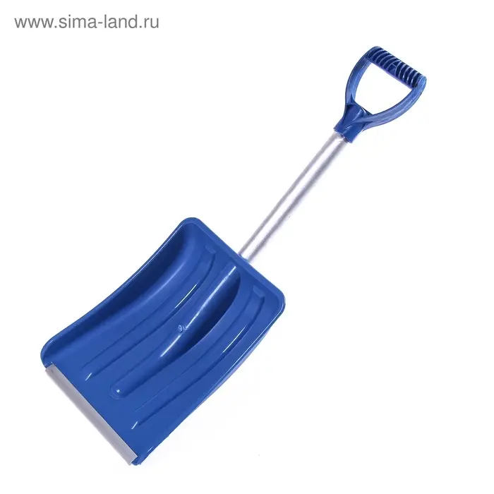 Лопата автомобильная пластиковая, ковш 240&times;300 мм, с алюминиевой планкой, алюминиевый черенок, 72-85 см, МИКС