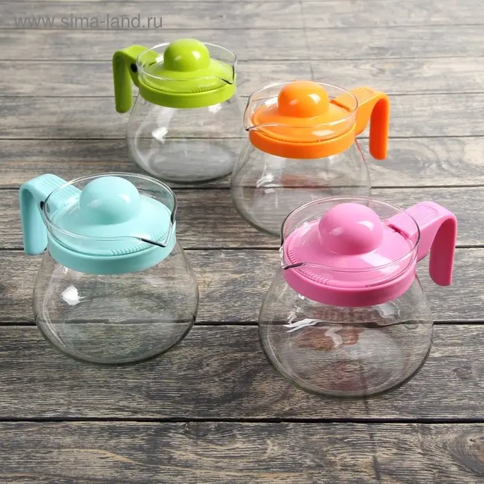 Чайник стеклянный заварочный «Рикки», 800 мл, цвет МИКС Чайник стеклянный заварочный «Рикки», 800 мл, цвет МИКС