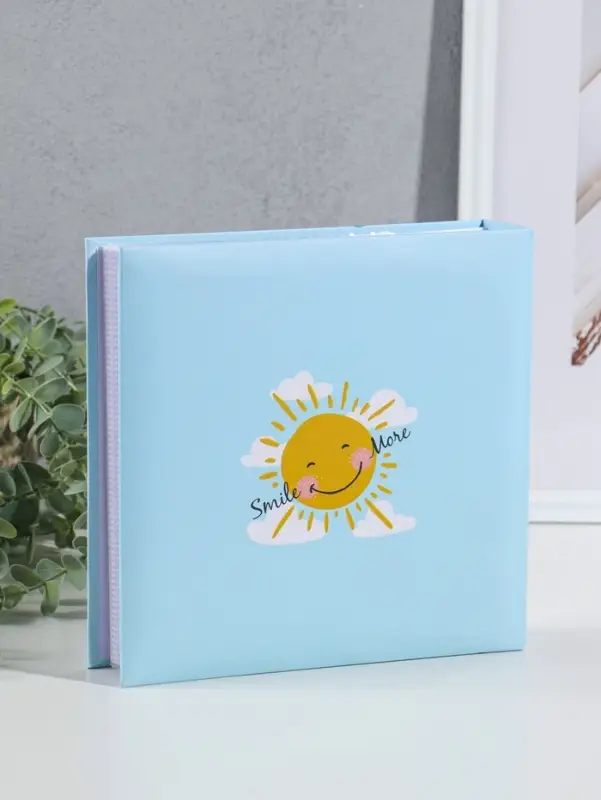 Фотоальбом на 200 фото 10х15 см "Малышковый" голубой, бумажные листы 4,5х22х22,5 см