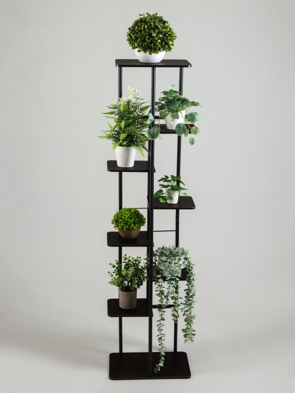 Подставка для цветов Greengo, 8 полок, 36 × 23 × 136 см, напольная, каркас металл, полки МДФ, чёрная Подставка для цветов Greengo, 8 полок, 36 × 23 × 136 см, напольная, каркас металл, полки МДФ, чёрная