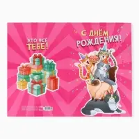 Открытка поздравительная с карманом для денег &laquo;С Днём рождения&raquo;, коты, 19&times;29 см