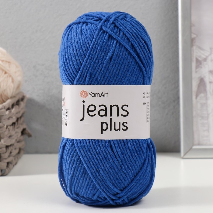 Пряжа  Пряжа "Jeans plus" 55% хлопок, 45% акрил 160м/100гр (47 василек)