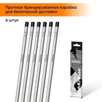 Набор карандашей чернографитных ErichKrause. ArtBerry, 6 штук, разной твёрдости, шестигранные, деревянные, серебристый корпус