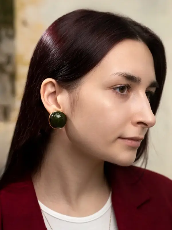 Серьги акрил &laquo;Стиль&raquo;, круг, зелёные в золоте