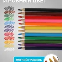 Карандаши цветные &laquo;Каляка-Маляка. ПРЕМИУМ&raquo;, 12 цветов, супермягкие, утолщённый стержень, трёхгранный корпус