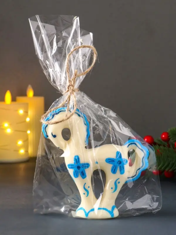 Свеча Символ Года   Свеча Символ Года  " Лошадка большая, Гжель", 12*3,5*12