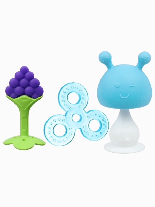 Набор прорезывателей силиконовых «Мой Зайка», с погремушкой, 3 шт., на присоске, в кейсе, Крошка Я
