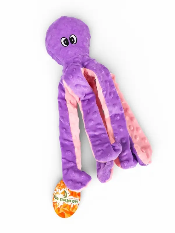 Мягкая игрушка для собак &laquo;Осьминог&raquo;, 45 см, с пищалкой, шуршащая, фиолетовая