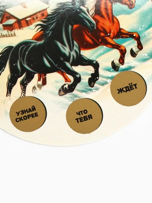 Новогоднее украшение на ёлку с предсказанием «Лошади», диам. 13.4 см