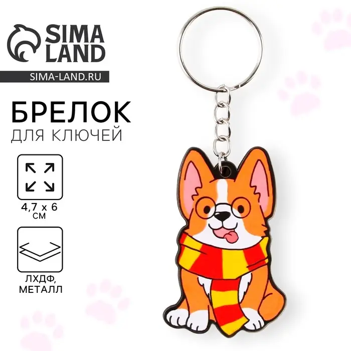 Брелок для ключей деревянный &laquo;Корги Поттер&raquo;, 4.7&times;6 см