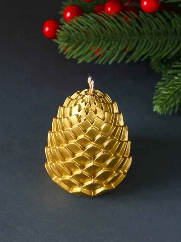 Свеча  Свеча "Шишка сканди" 58*70 мм, лак золото