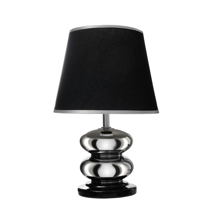 Настольная лампа с абажуром RISALUX «Роса», 1×40 Вт, Е27, хром/чёрный, 20×20×32 см Настольная лампа с абажуром RISALUX «Роса», 1×40 Вт, Е27, хром/чёрный, 20×20×32 см