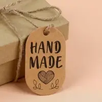 Набор бирок с джутом и наклейками «Hand made», крафтовый, 10 шт., 3.5×6 см/6 шт., 4×4 см